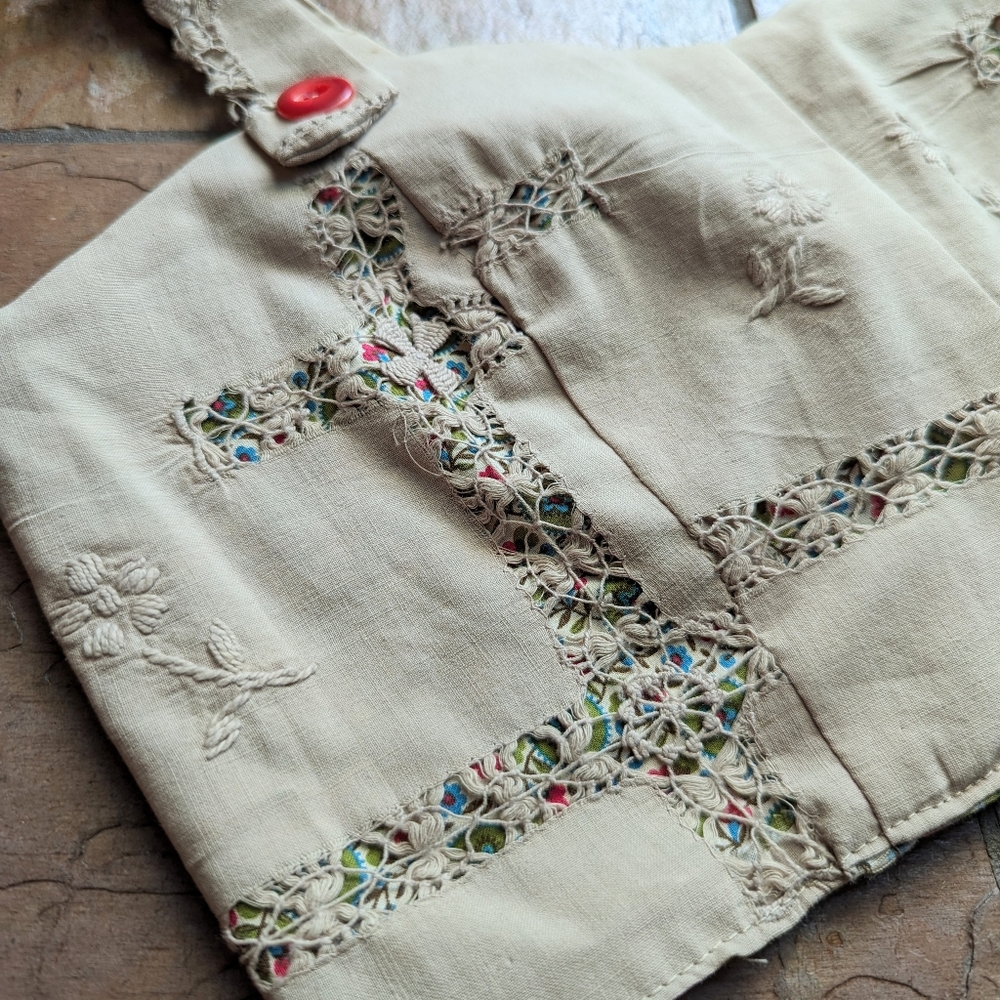 adorable vintage PIN-UP TOP made of a vintage tablecloth S - Picture 5 of 7